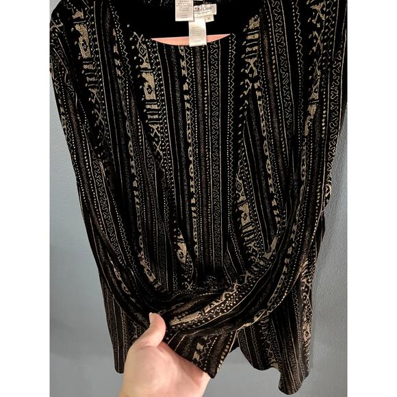 Vintage Coldwater Creek Matching Cardigan and Camisole Top Black & Gold Pattern - Picture 6 of 12